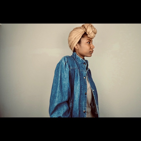 Vintage high neck turtle neck denim jacket medium - Picture 2 of 5